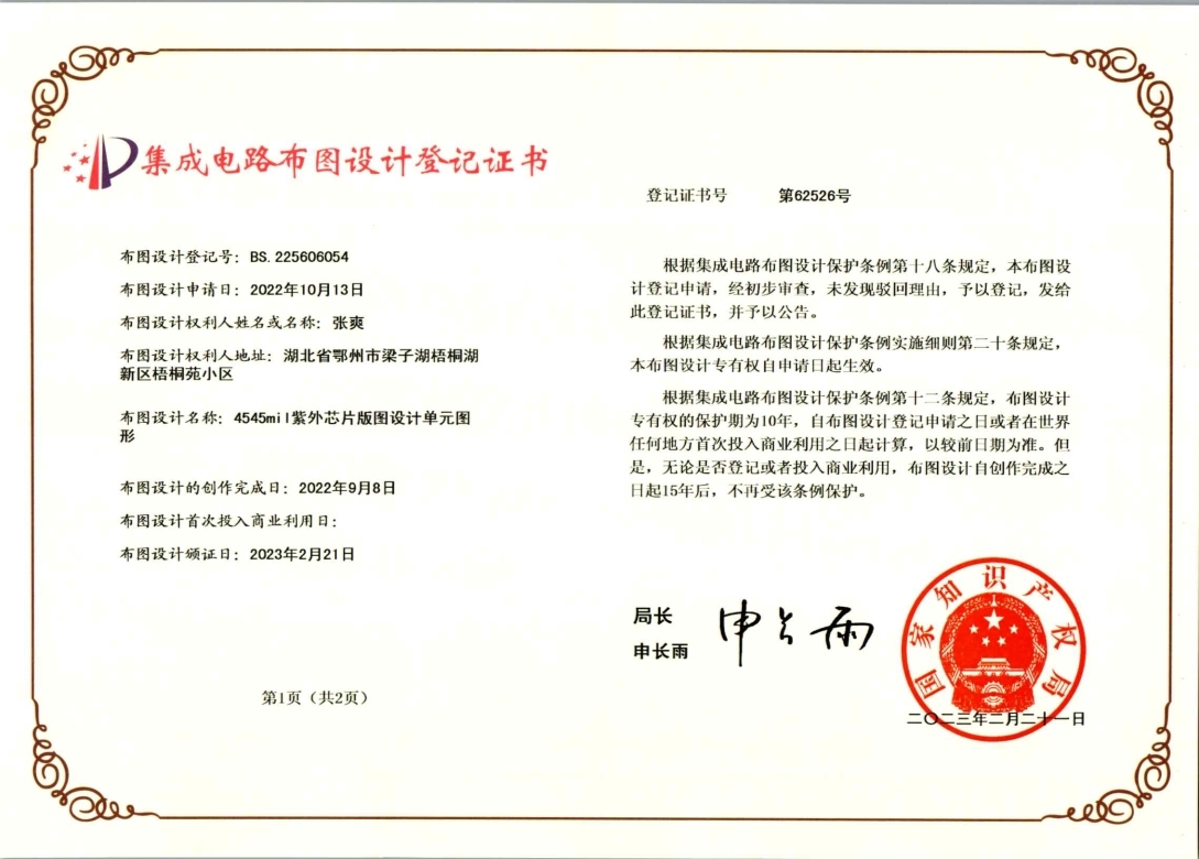 4545mil UV chip layout design unit graphics