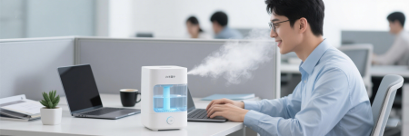 Office desktop humidification scene