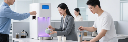 Office drinking water scene