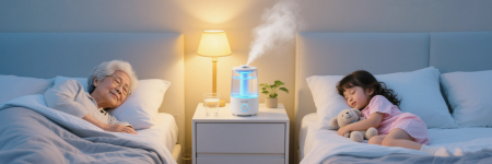 Humidification scene in family bedroom